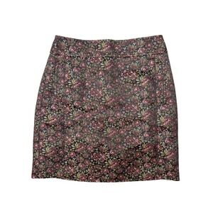 Vintage Y2K Loft Ann Taylor Floral Brocade Mini Skirt Women's 00P Retro Office